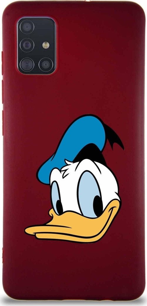 Samsung Galaxy A51 Soft Premier Kapak Donald Duck-B Tasarımlı Silikon Kılıf - Mürdüm