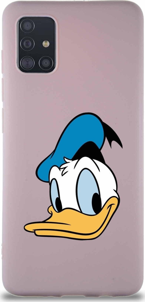 Samsung Galaxy A51 Soft Premier Kapak Donald Duck-B Tasarımlı Silikon Kılıf - Pudra
