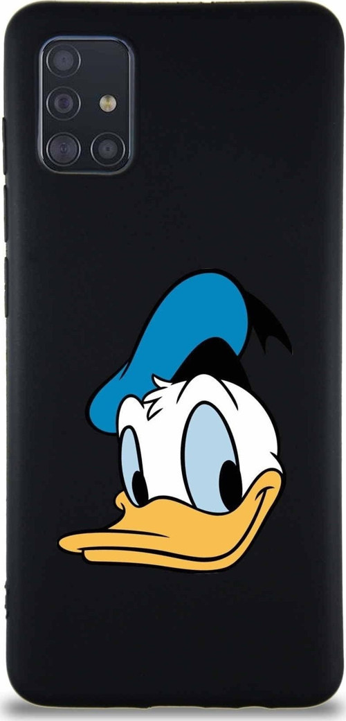 Samsung Galaxy A51 Soft Premier Kapak Donald Duck-B Tasarımlı Silikon Kılıf - Siyah