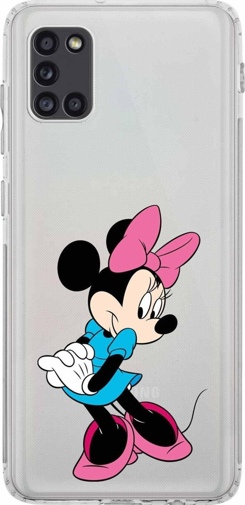 Samsung Galaxy A31 Kamera Korumalı Kapak Minnie Mouse Tasarımlı Şeffaf Kılıf