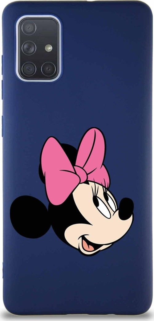 Samsung Galaxy A71 Soft Premier Kapak Minnie Mouse-A Tasarımlı Silikon Kılıf - Lacivert