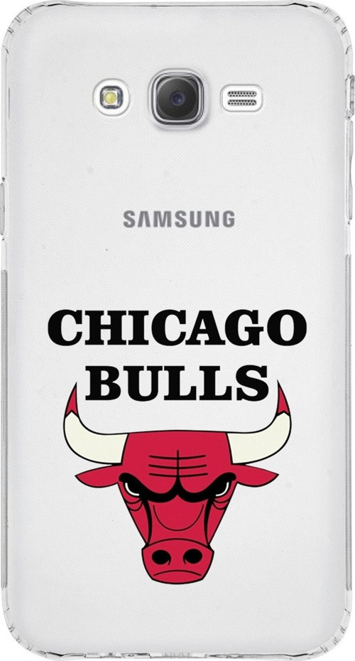 Samsung Galaxy J7 Uyumlu Kamera Korumalı Kapak Chicago Bulls Tasarımlı Şeffaf Kılıf