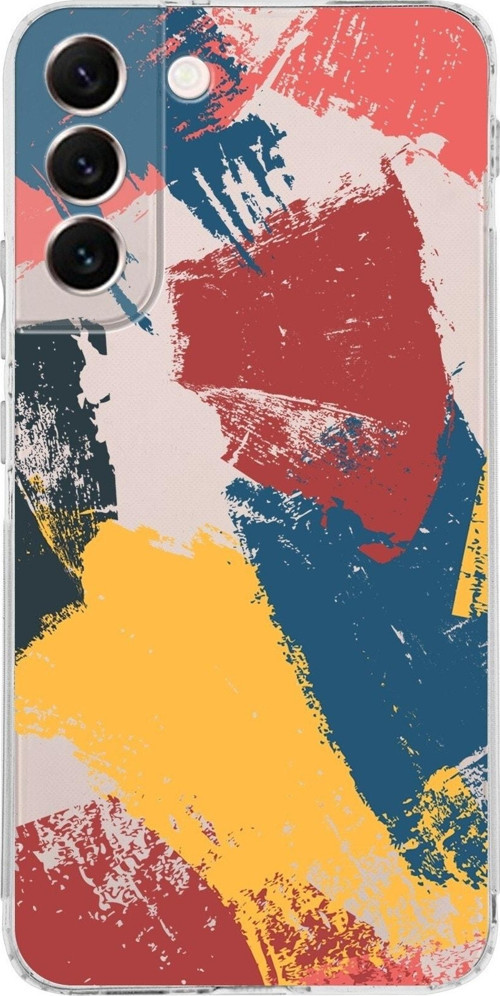 Samsung Galaxy S22 Plus Uyumlu Kamera Korumalı Kapak Brushstroke Tasarımlı Şeffaf Kılıf