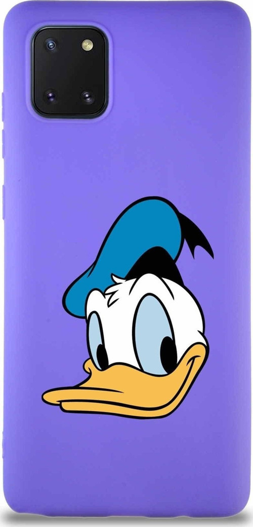 Samsung Galaxy A81 Soft Premier Kapak Donald Duck-B Tasarımlı Silikon Kılıf - Mor