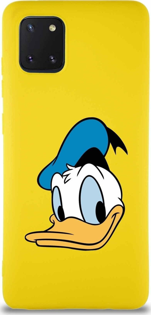 Samsung Galaxy A81 Soft Premier Kapak Donald Duck-B Tasarımlı Silikon Kılıf - Sarı