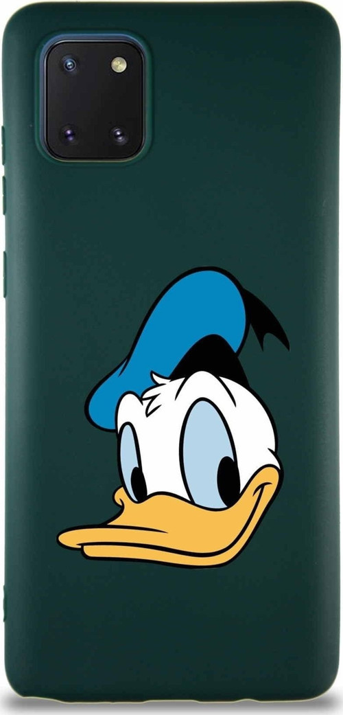 Samsung Galaxy A81 Soft Premier Kapak Donald Duck-B Tasarımlı Silikon Kılıf - Yeşil