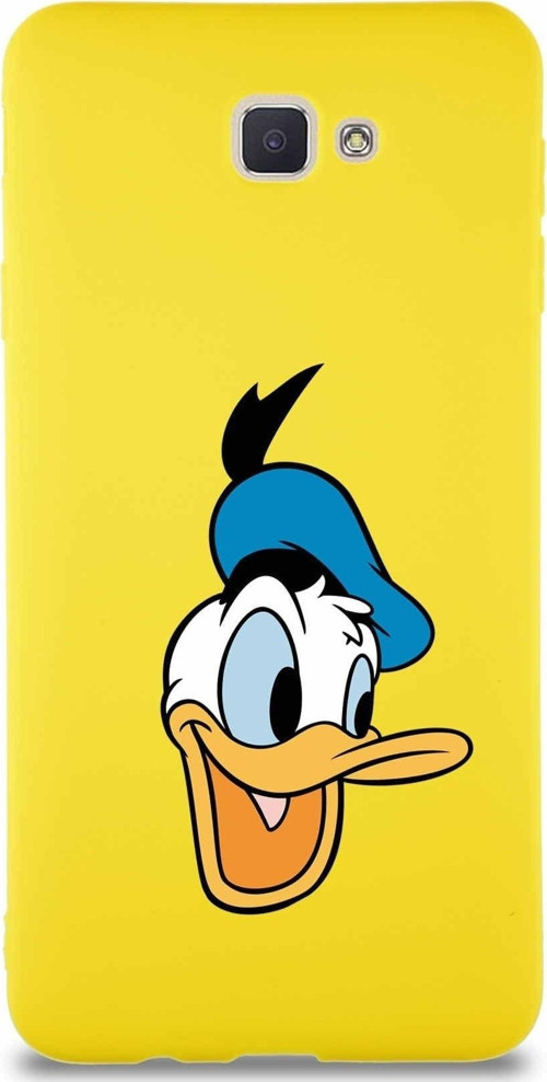 Samsung Galaxy J7 Prime 2 Soft Premier Kapak Donald Duck-A Tasarımlı Silikon Kılıf - Sarı
