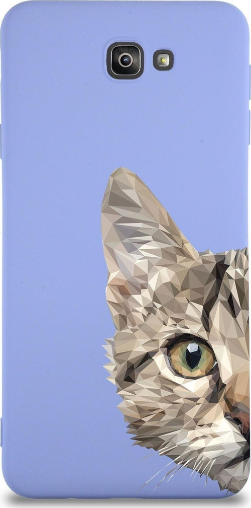 Samsung Galaxy J7 Prime 2 Uyumlu Lansman Kılıf Catface Tasarımlı Içi Kadife Kapak-Lila