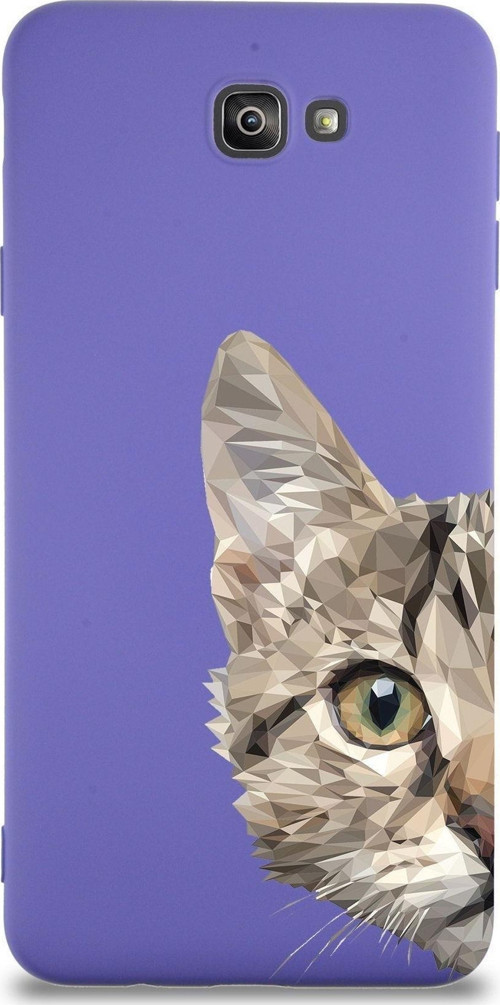 Samsung Galaxy J7 Prime 2 Uyumlu Lansman Kılıf Catface Tasarımlı Içi Kadife Kapak-Mor