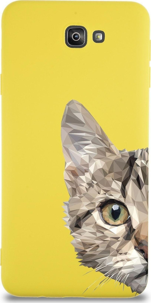 Samsung Galaxy J7 Prime 2 Uyumlu Lansman Kılıf Catface Tasarımlı Içi Kadife Kapak-Sarı