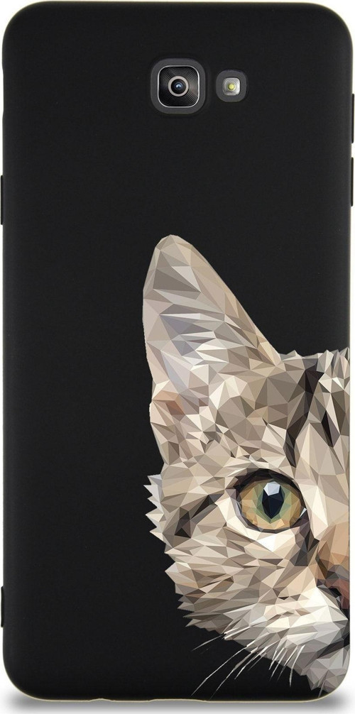 Samsung Galaxy J7 Prime 2 Uyumlu Lansman Kılıf Catface Tasarımlı Içi Kadife Kapak-Siyah