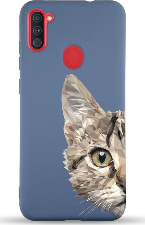 Samsung Galaxy M11 Uyumlu Lansman Kılıf Catface Tasarımlı Içi Kadife Kapak-Petrol Mavisi