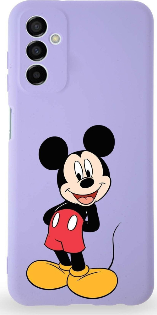Samsung Galaxy M13 Uyumlu Lansman Kılıf Altı Kapalı Içi Kadife Mickey Mouse-B Tasarımlı Kapak