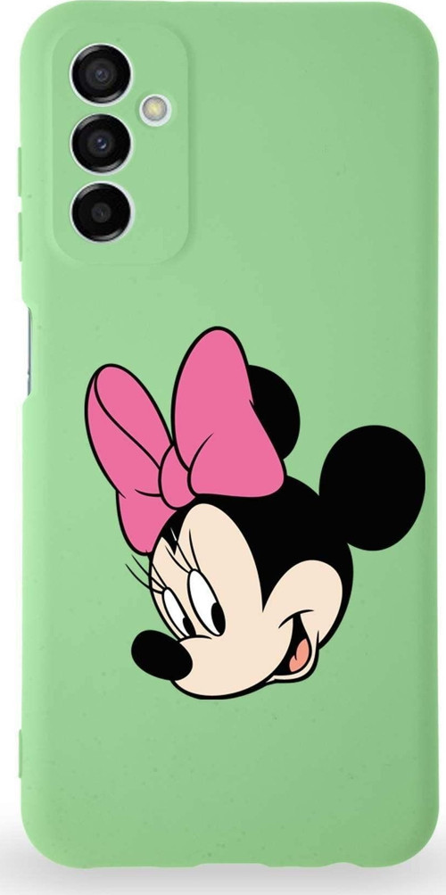 Samsung Galaxy M13 Uyumlu Lansman Kılıf Altı Kapalı Içi Kadife Minnie Mouse-B Tasarımlı Kapak