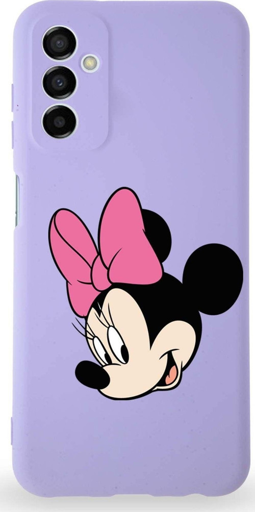 Samsung Galaxy M13 Uyumlu Lansman Kılıf Altı Kapalı Içi Kadife Minnie Mouse-B Tasarımlı Kapak