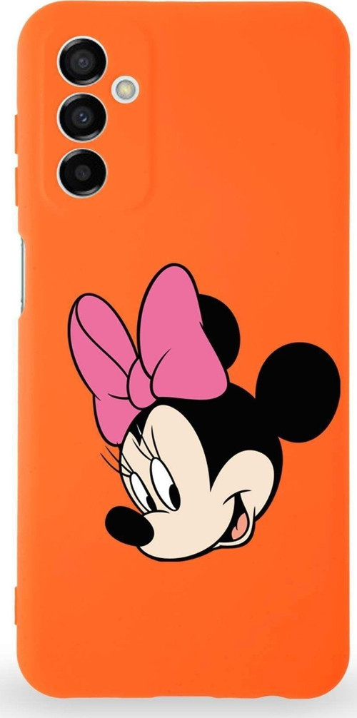 Samsung Galaxy M13 Uyumlu Lansman Kılıf Altı Kapalı Içi Kadife Minnie Mouse-B Tasarımlı Kapak