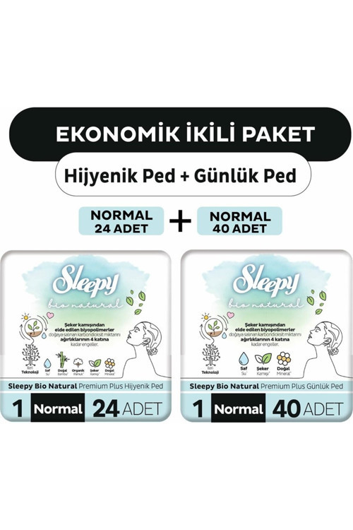 Natural Bio Ultra Ped 24 Adet Normal + 40 Adet Uzun Günlük Kadın Pedi