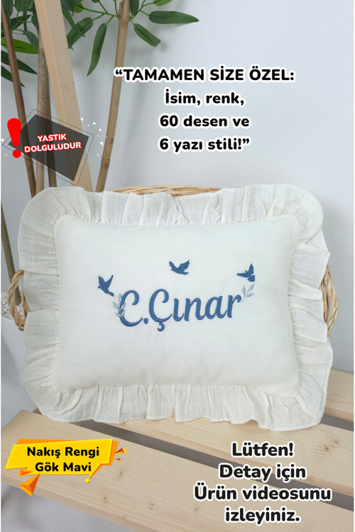 Müslin Yeni Doğan 4Katlı Organik %100Pamuk Kişiye Özgü Nakışlı Hastane Çıkış Seti-3'Lü Kuş Model