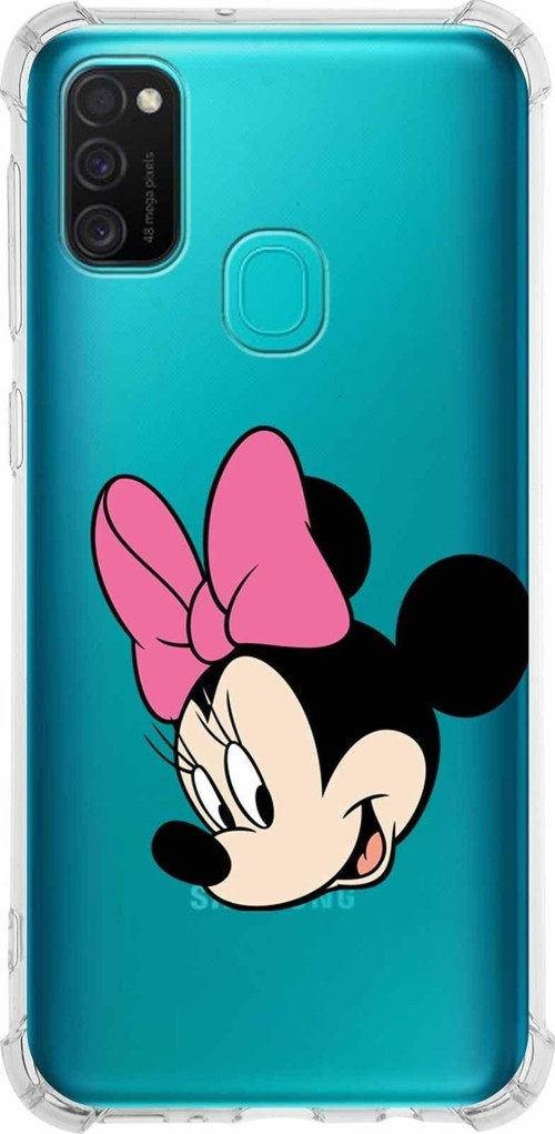 Samsung Galaxy M30S Köşe Korumalı Antişok Kapak Minnie Mouse Tasarımlı Şeffaf Kılıf