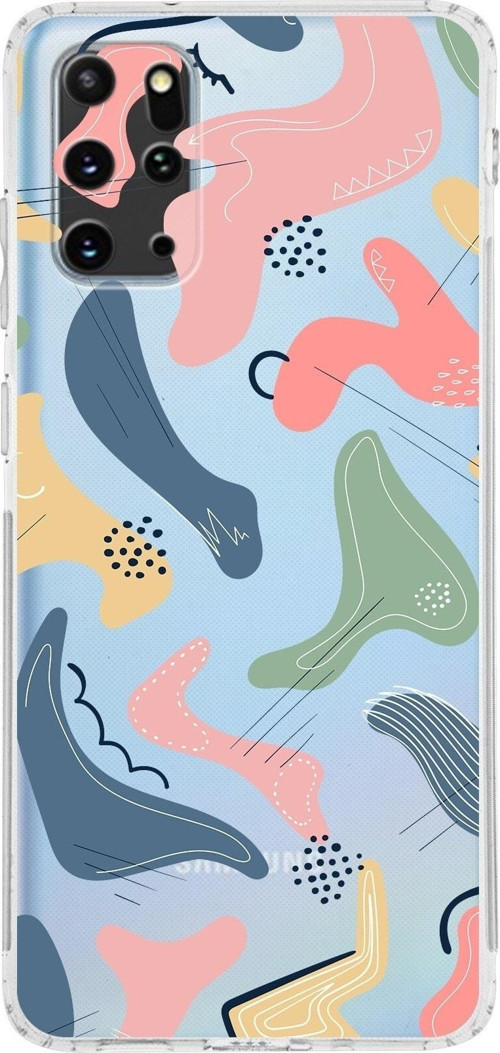Samsung Galaxy S20 Plus Uyumlu Kamera Korumalı Kapak Abstract Tasarımlı Şeffaf Kılıf