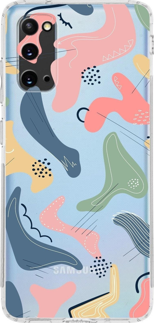 Samsung Galaxy S20 Uyumlu Kamera Korumalı Kapak Abstract Tasarımlı Şeffaf Kılıf