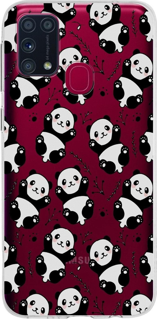 Samsung Galaxy M31 Kapak Panda Tasarımlı Şeffaf Silikon Kılıf