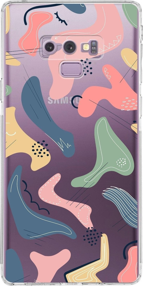 Samsung Galaxy Note 9 Uyumlu Kamera Korumalı Kapak Abstract Tasarımlı Şeffaf Kılıf