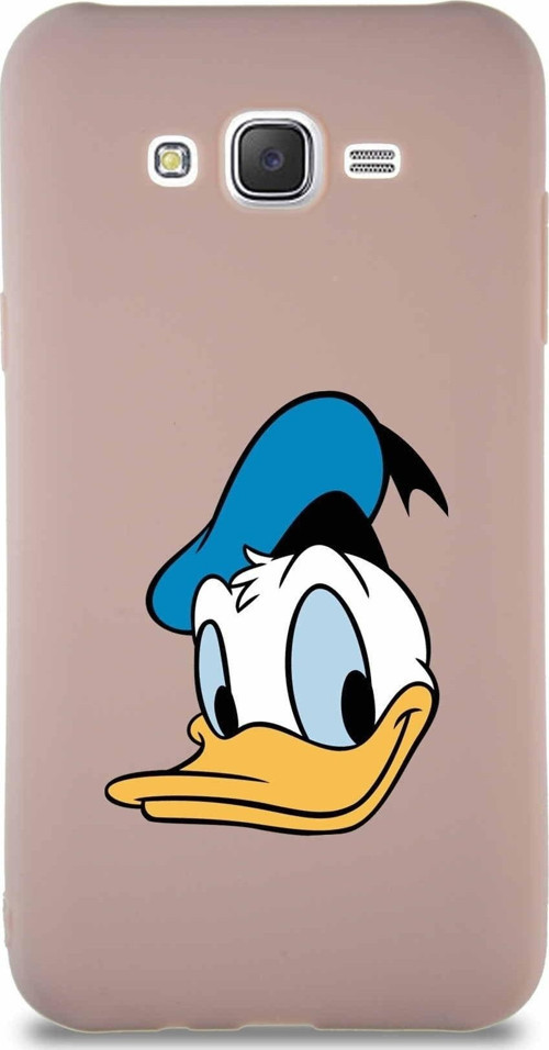 Samsung Galaxy J7 Soft Premier Kapak Donald Duck-B Tasarımlı Silikon Kılıf - Pudra