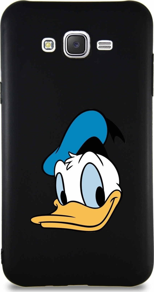 Samsung Galaxy J7 Soft Premier Kapak Donald Duck-B Tasarımlı Silikon Kılıf - Siyah