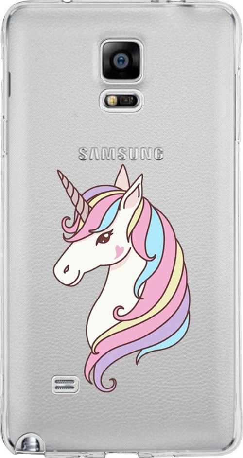Samsung Galaxy Note 4 Kapak Unicorn Tasarımlı Şeffaf Silikon Kılıf