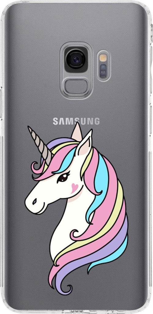 Samsung Galaxy S9 Uyumlu Kamera Korumalı Kapak Unicorn Tasarımlı Şeffaf Kılıf