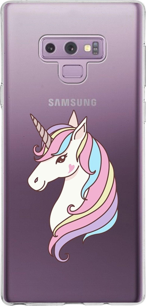 Samsung Galaxy Note 9 Kapak Unicorn Tasarımlı Şeffaf Silikon Kılıf