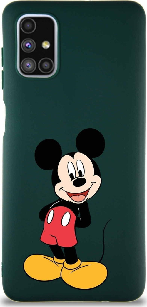 Samsung Galaxy M51 Soft Premier Kapak Mickey Mouse-B Tasarımlı Silikon Kılıf - Yeşil