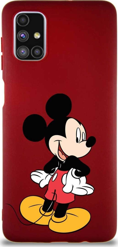 Samsung Galaxy M51 Soft Premier Kapak Mickey Mouse-D Tasarımlı Silikon Kılıf - Mürdüm