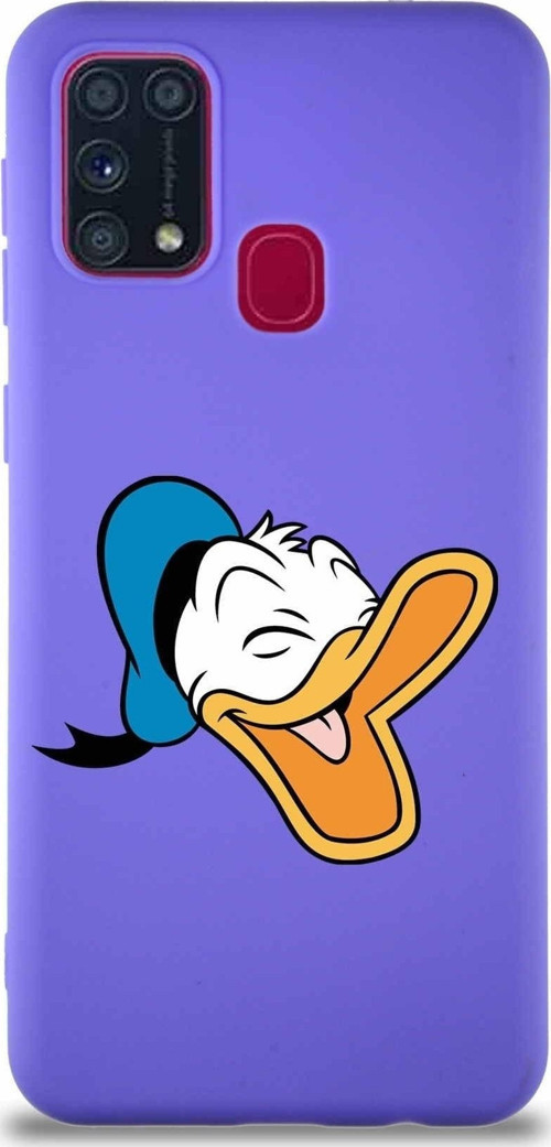 Samsung Galaxy M31 Soft Premier Kapak Donald Duck-E Tasarımlı Silikon Kılıf - Mor