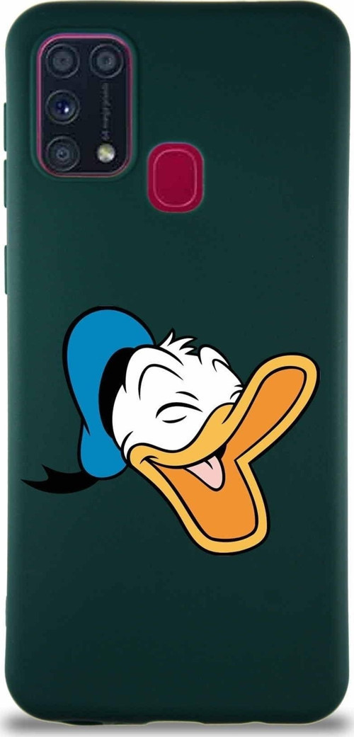 Samsung Galaxy M31 Soft Premier Kapak Donald Duck-E Tasarımlı Silikon Kılıf - Yeşil