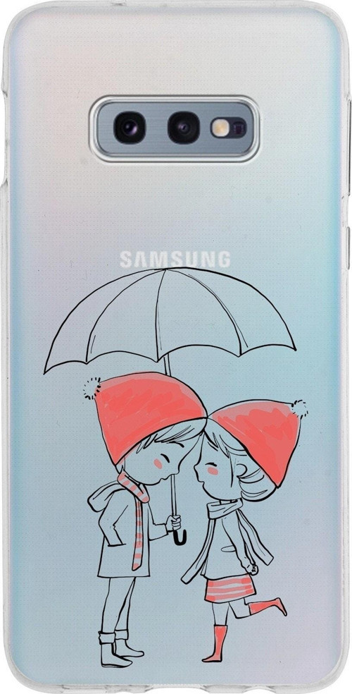 Samsung Galaxy S10E Kapak Aşk Tasarımlı Şeffaf Silikon Kılıf