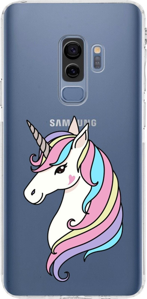 Samsung Galaxy S9 Plus Uyumlu Kamera Korumalı Kapak Unicorn Tasarımlı Şeffaf Kılıf