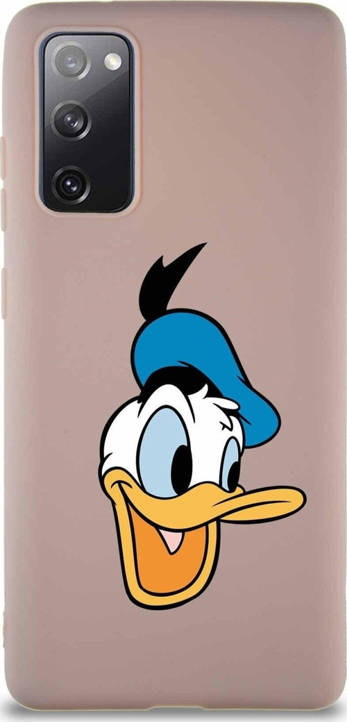 Samsung Galaxy S20 Fe Soft Premier Kapak Donald Duck-A Tasarımlı Silikon Kılıf - Pudra
