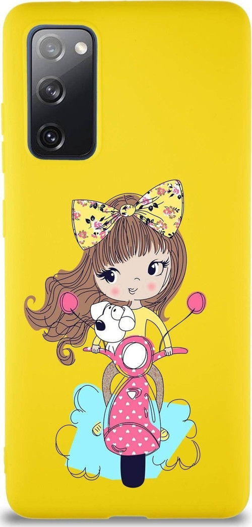 Samsung Galaxy S20 Fe Soft Premier Kapak Vespagirl Tasarımlı Silikon Kılıf - Sarı