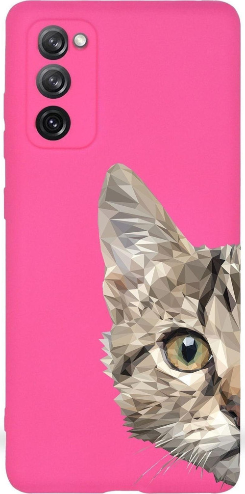 Samsung Galaxy S20 Fe Uyumlu Lansman Kılıf Catface Tasarımlı Içi Kadife Kapak-Neon Pembe