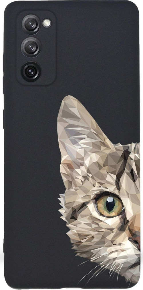 Samsung Galaxy S20 Fe Uyumlu Lansman Kılıf Catface Tasarımlı Içi Kadife Kapak-Siyah
