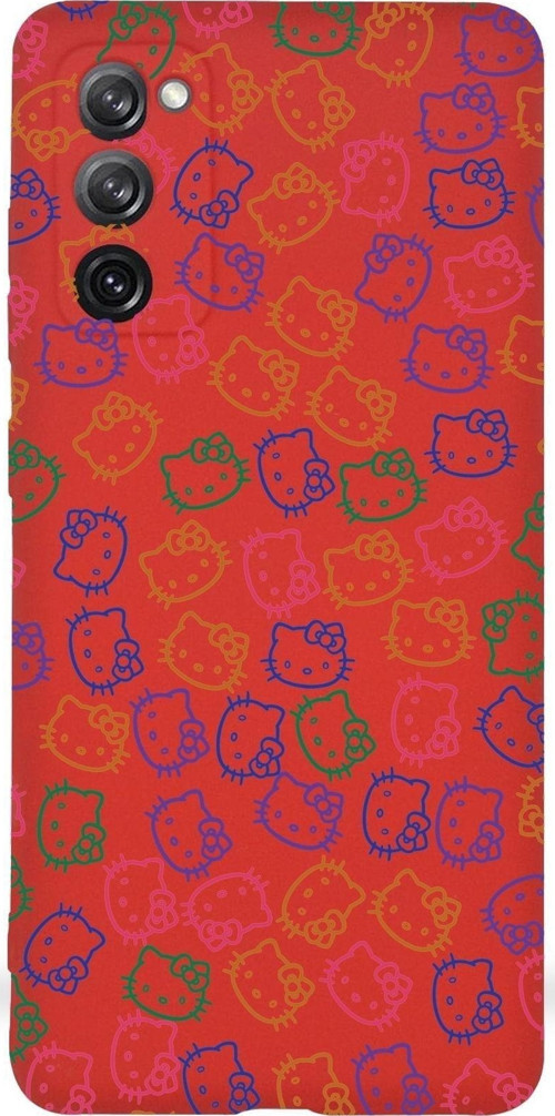 Samsung Galaxy S20 Fe Uyumlu Lansman Kılıf Hello Kitty Tasarımlı Içi Kadife Kapak-Kırmızı