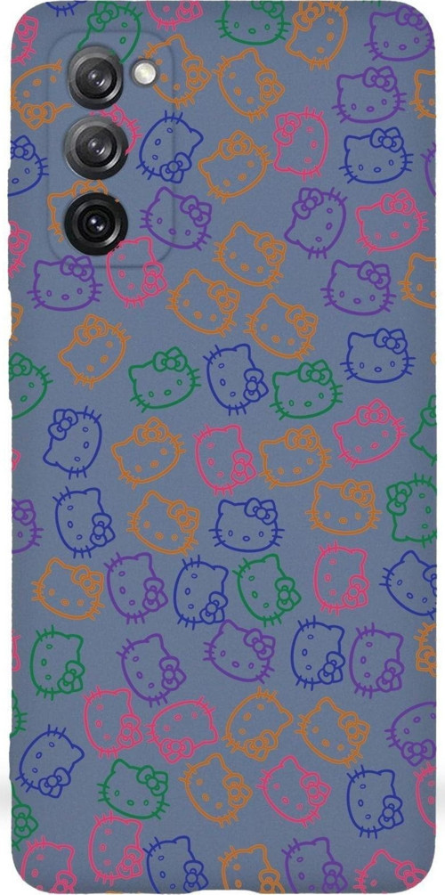 Samsung Galaxy S20 Fe Uyumlu Lansman Kılıf Hello Kitty Tasarımlı Içi Kadife Kapak-Petrol Mavisi
