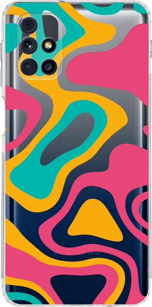 Samsung Galaxy M31S Kamera Korumalı Kapak Renkli Desen Tasarımlı Şeffaf Kılıf