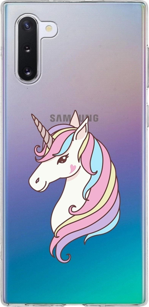 Samsung Galaxy Note 10 Kapak Unicorn Tasarımlı Şeffaf Silikon Kılıf