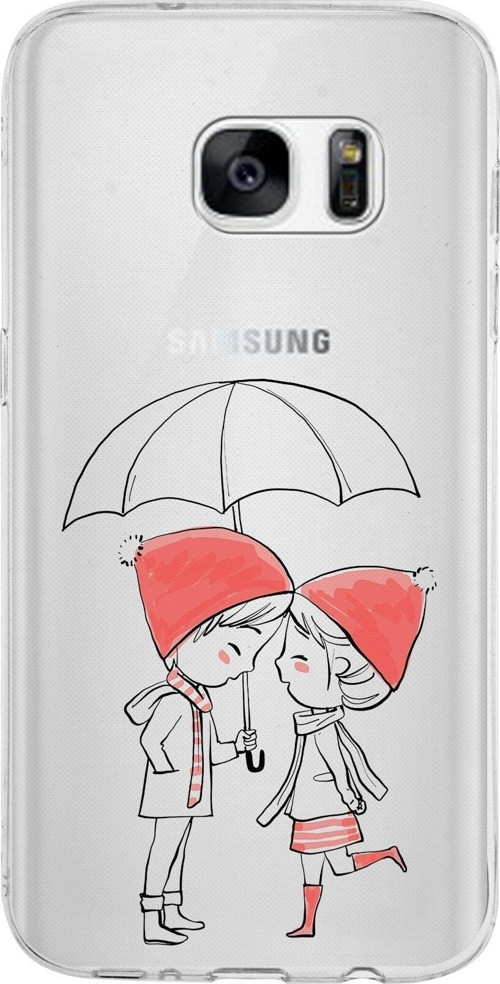 Samsung Galaxy S7 Kapak Aşk Tasarımlı Şeffaf Silikon Kılıf