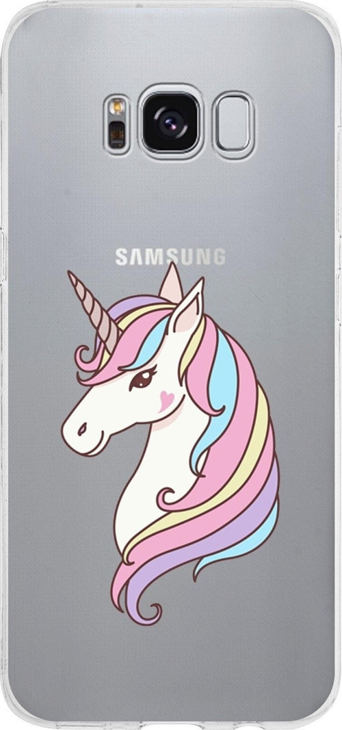 Samsung Galaxy S8 Kapak Unicorn Tasarımlı Şeffaf Silikon Kılıf
