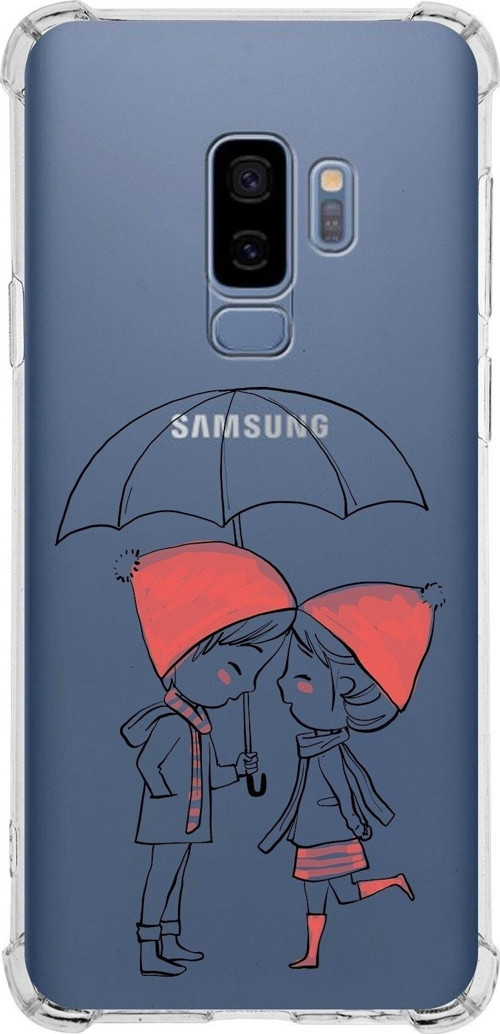 Samsung Galaxy S9 Plus Köşe Korumalı Antişok Kapak Aşk Tasarımlı Şeffaf Silikon Kılıf