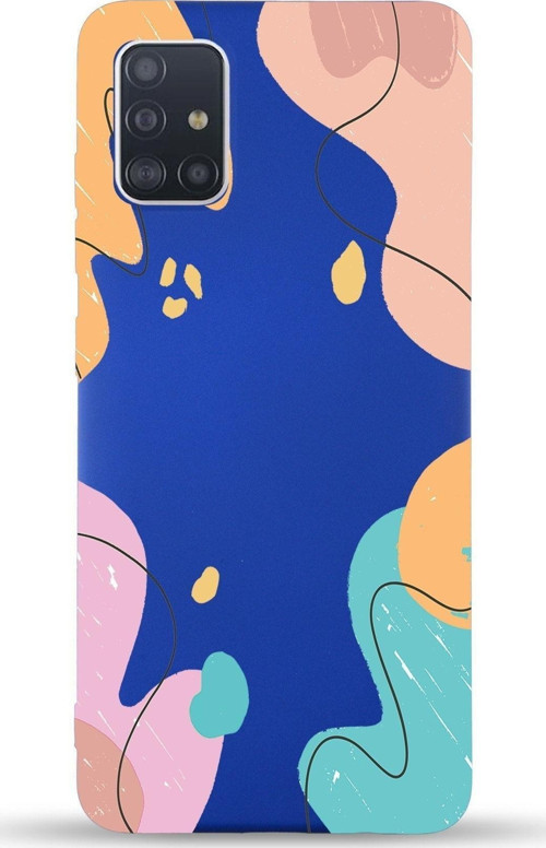 Samsung Galaxy M31S Uyumlu Lansman Kılıf Karışık Renkler Tasarımlı Içi Kadife Kapak-Lacivert